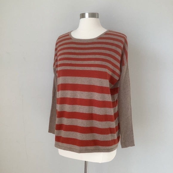 Design History Pure Cashmere Boxy Sweater Tan / Burnt Orange - Picture 1 of 13
